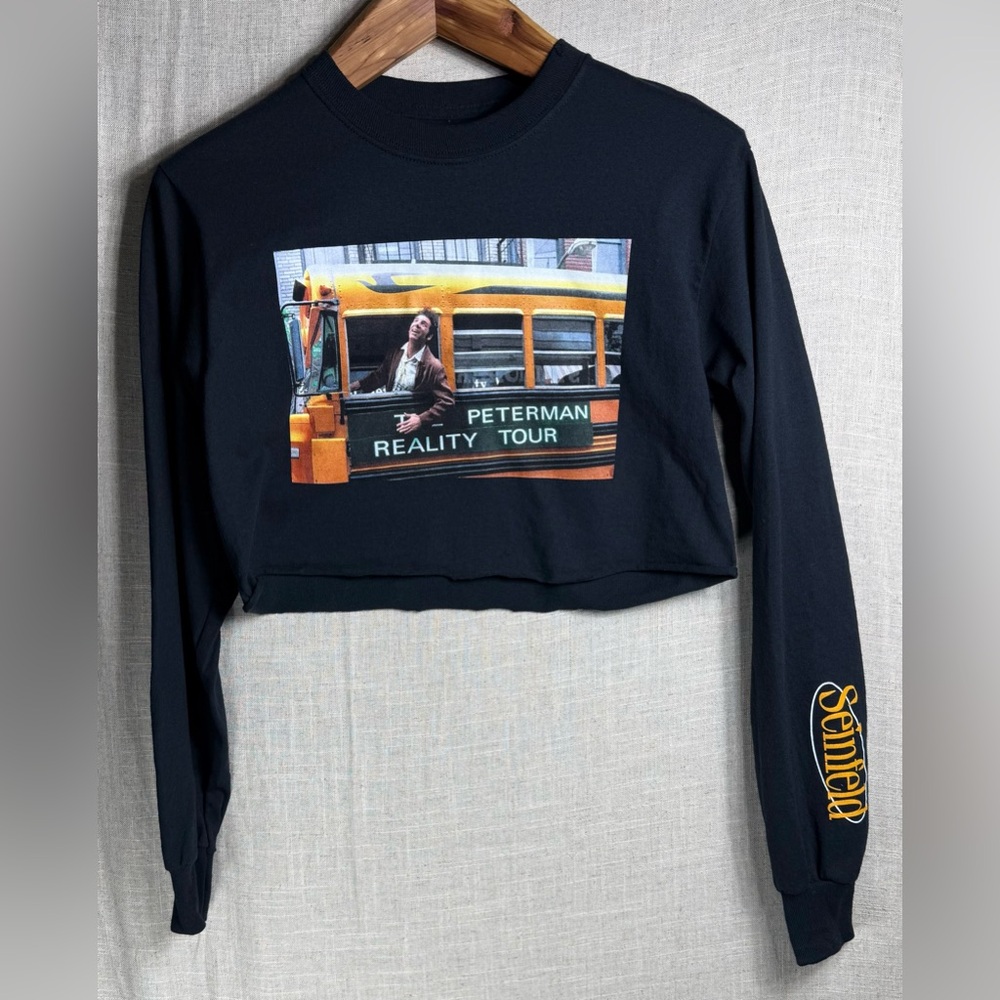 Seinfeld Black Cropped Long-Sleeve Sweatshirt